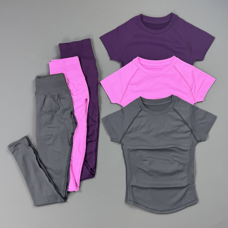 2Piece Gym Set Women Raglan Sh - Pilates Yoga Wrap Top review and price