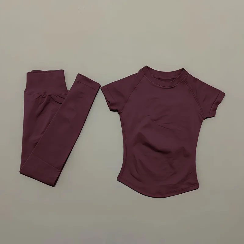 2Piece Gym Set Women Raglan Sh - Pilates Yoga Wrap Top review and price