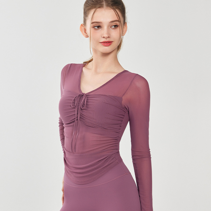Sexy mesh high-end yoga suit l - Pilates Yoga Wrap Top review and price